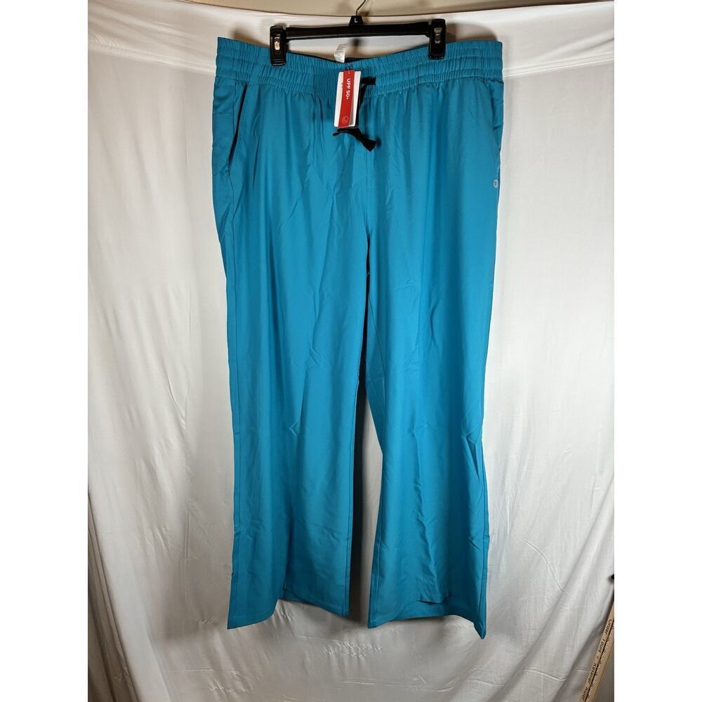 💰Baleaf Women Plus 3XL UPF 50+ Wide leg Hiking Pants Blue Water Resistant Pocket